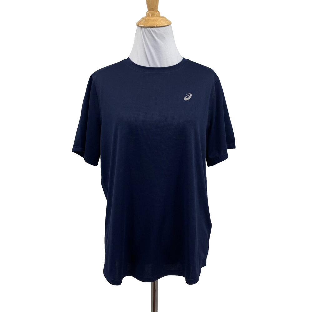 Asics T Shirt Womens M Medium Midnight Silver Short Sleeve Performance Running